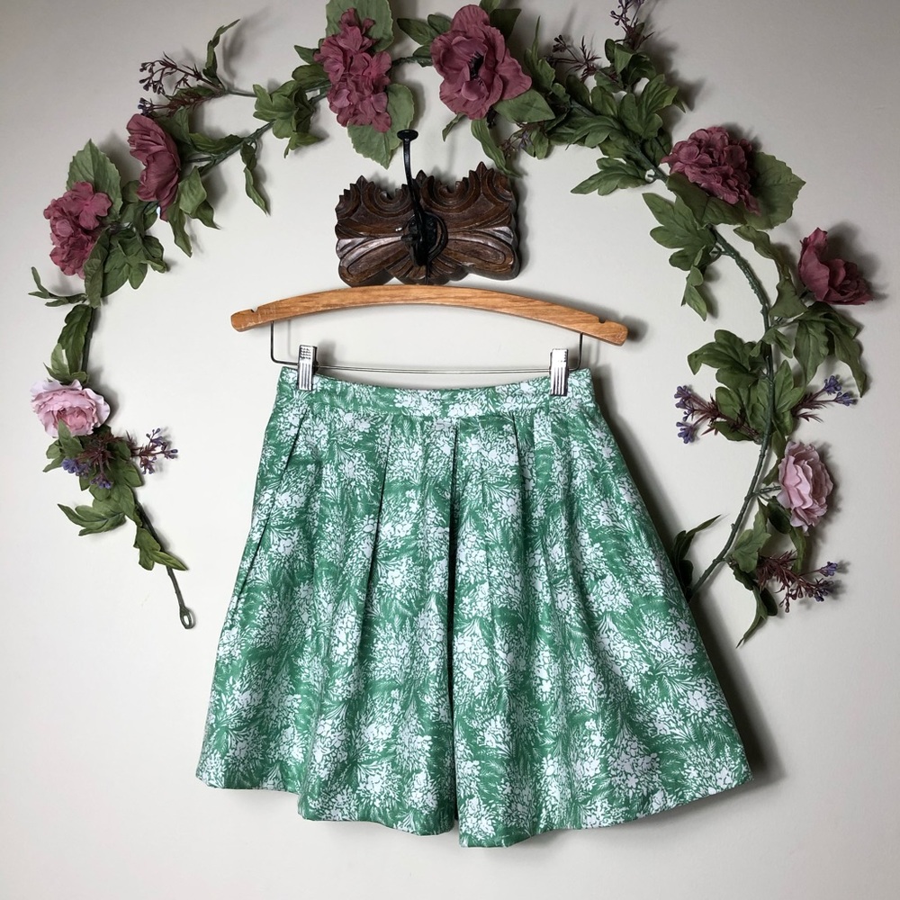 Skies Are Blue | Anthropologie | Green Skirt